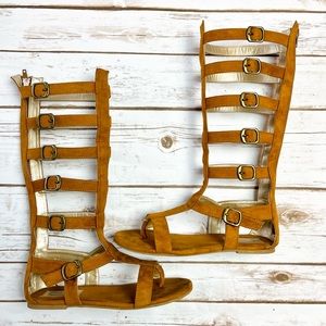Joyfolie Girls Suede Jayla Gladiator Sandals Rust Size 3 EEUC